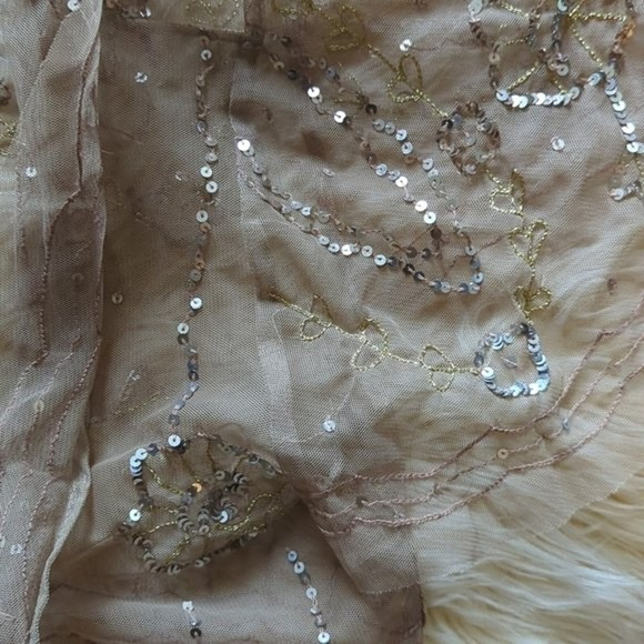 Masquerade Strapless Gold Formal Mini Dress with Lace Shrug/ size 1/2 - Picture 10 of 10